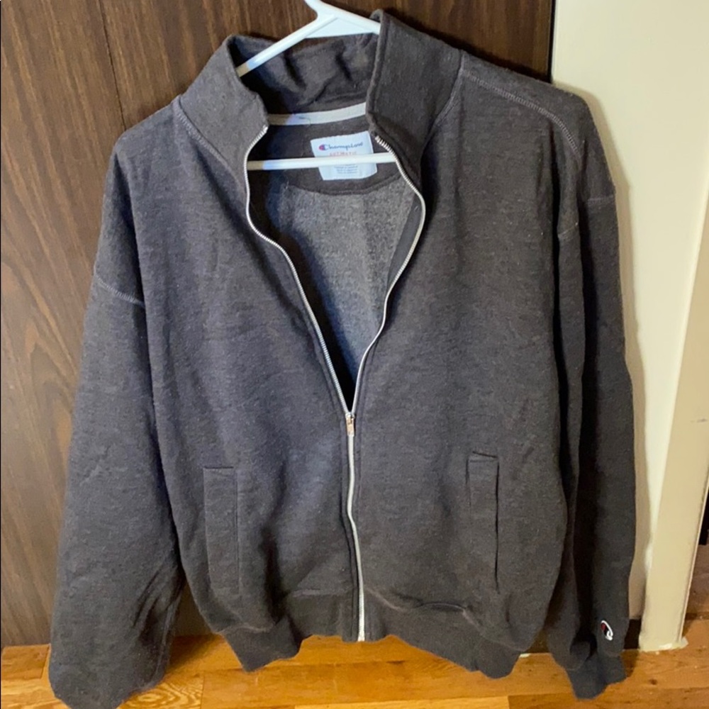 Champion Charcoal grey champion zip up sweatshirt with hood size medium